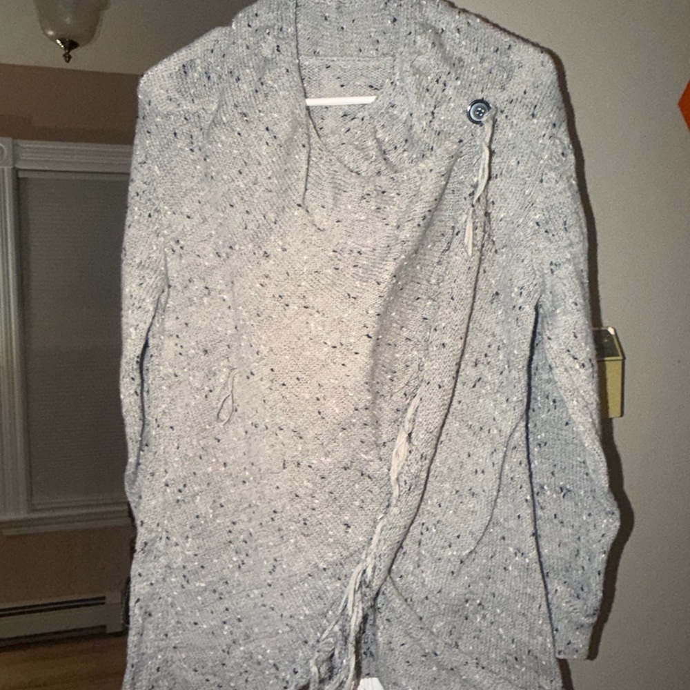 Gray Speckled Knit Cardigan